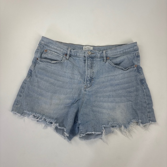 Nicole Miller Pants - Womens Jean Shorts-NICOLE MILLER-blue stretch denim "Nomad Super High Rise"-12